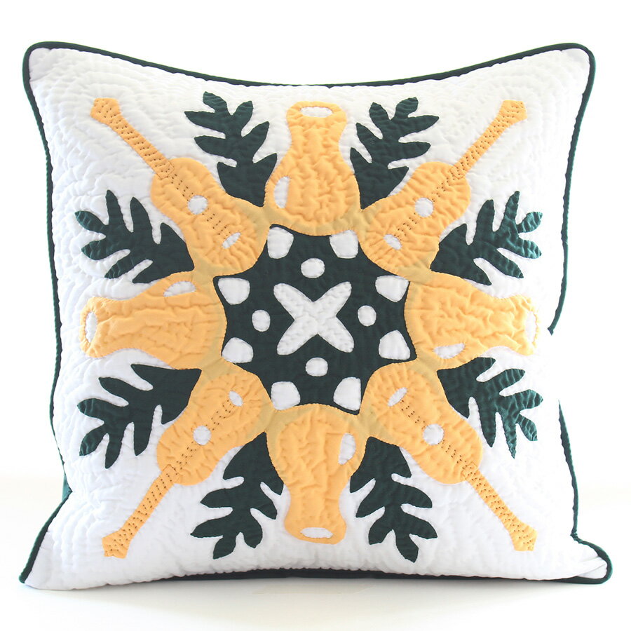 楽天市場】ハワイアンキルト クッションカバー（カラーオレンジ）の通販