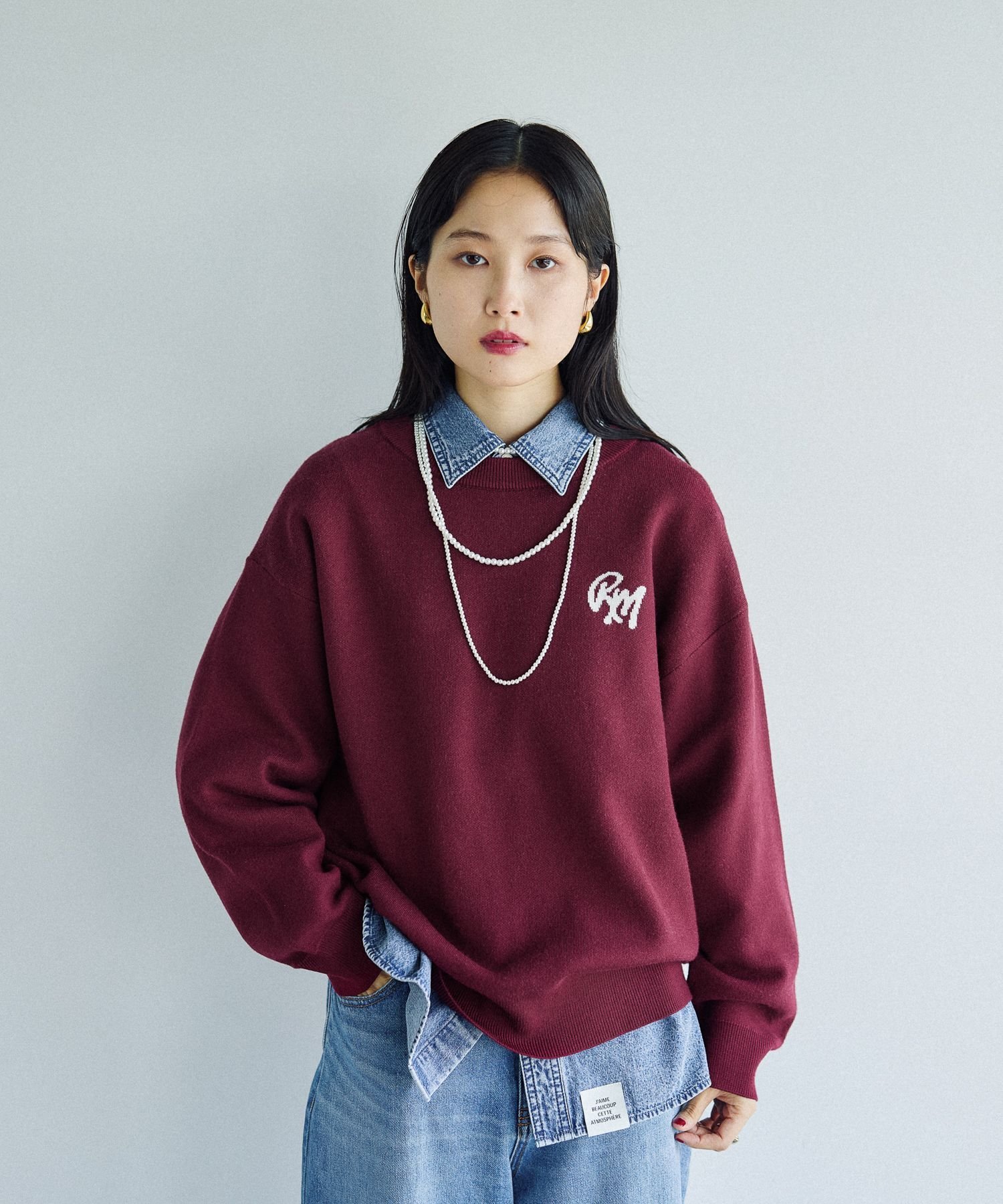 楽天市場】ネイビー（柄ロゴ）（ニット・セーター｜トップス