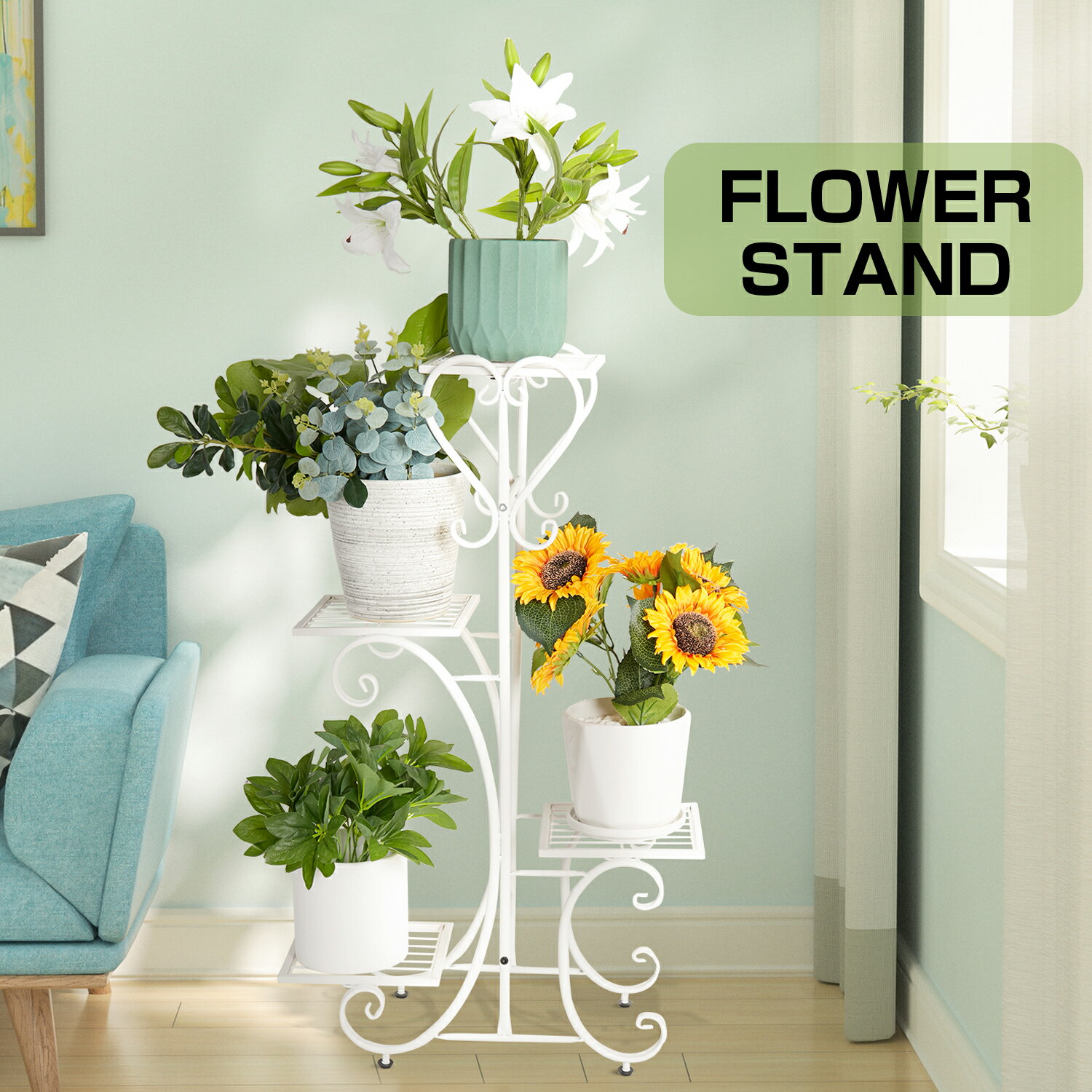 楽天市場】フラワースタンド ホワイト（フラワースタンド・園芸ラック