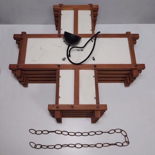 ヤマギワ【yamagiwa】木製シェード4灯ペンダントライト ヴィンテージ