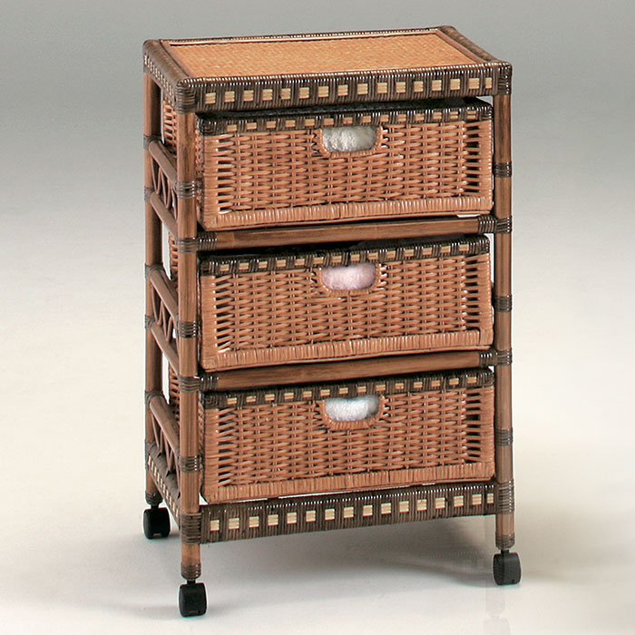 楽天市場】天然 籐 ラタン 節電 ランドリー チェスト 3段 アジアン家具