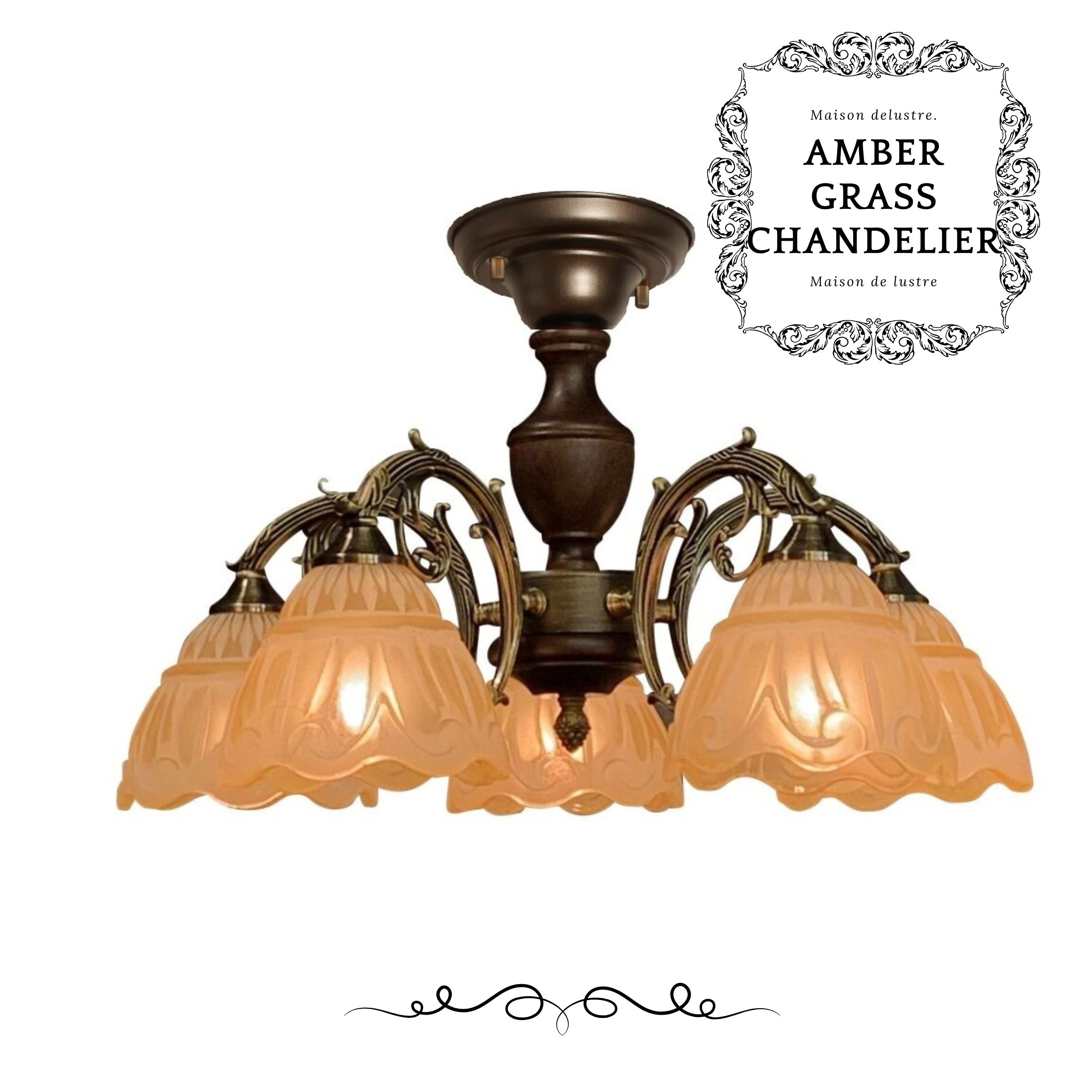 楽天市場】アンバーガラス5灯シーリングライト 日本製 ヴィンテージ風