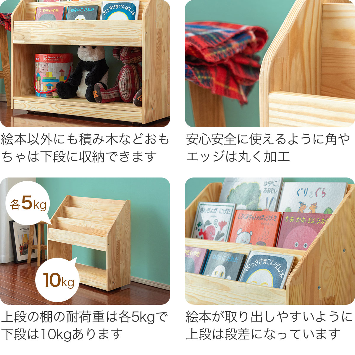 楽天市場】【楽天1位】RiZKiZ 絵本棚 完成品も選べる 絵本ラック 幅