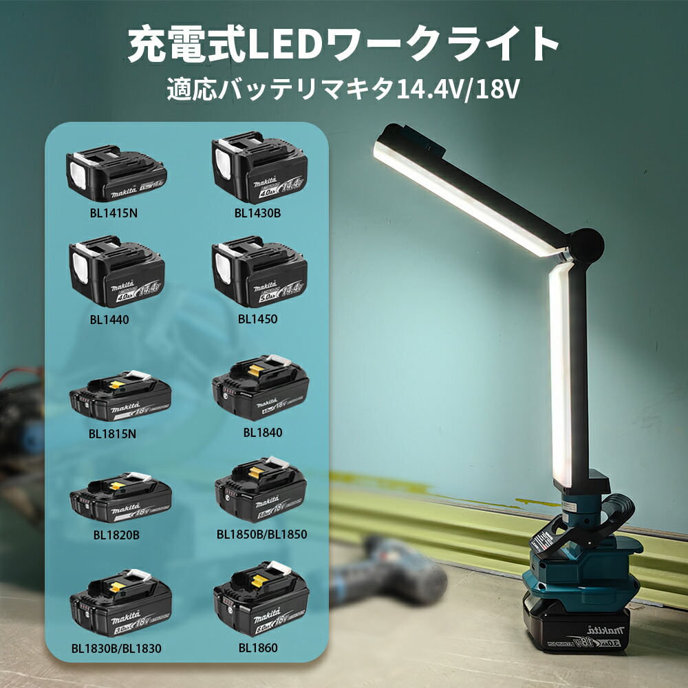 楽天市場】【大人気】充電式LEDワークライト純正マキタ18vバッテリ対応