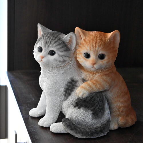 楽天市場】WOOBIA くっつく猫 2匹の猫ちゃん置物 可愛い置物 キャット