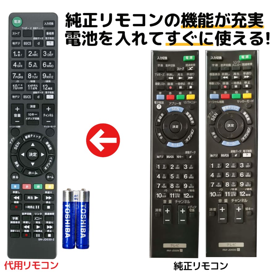 楽天市場】ソニー ブラビア テレビ リモコン 電池付き RM-JD030 RM