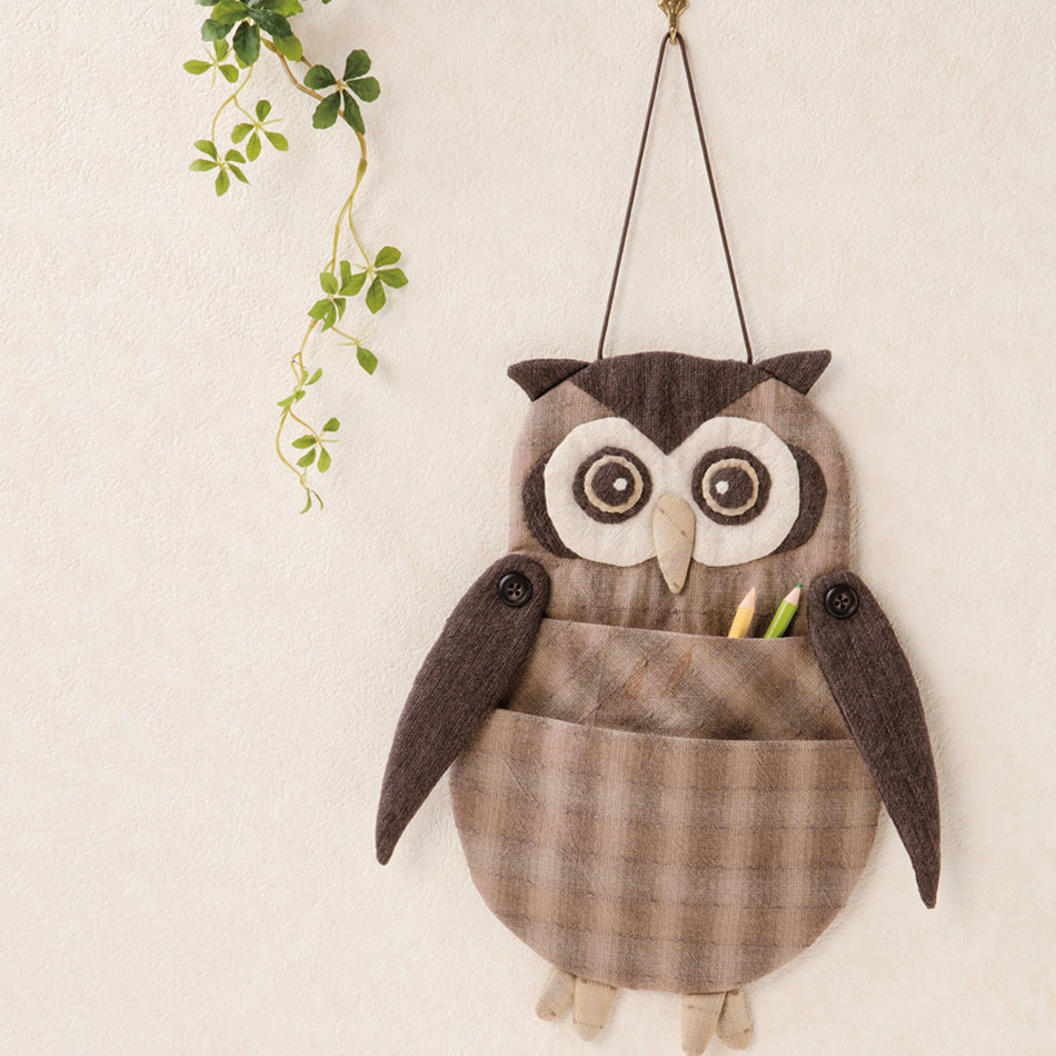 楽天市場】手作りキット・フクロウのウォールポケット : 布がたり