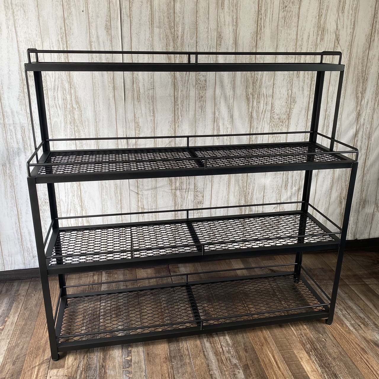 楽天市場】アイアン シェルフ 4段 ワイド 植物棚 幅1200*高さ1100*奥行