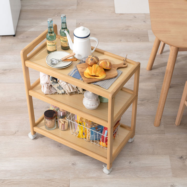 楽天市場】天然木 キッチンワゴン 3段 VW-7977 カート ワゴン