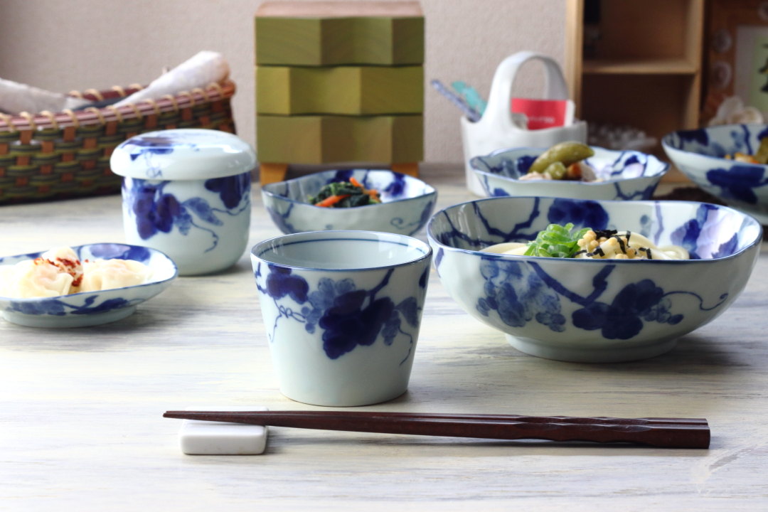 楽天市場】藍染ぶどう そば猪口カップ 180ml 日本製 美濃焼 そば千代久