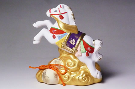 楽天市場】瀬戸焼錦彩招福午陶器の置物（瓢箪から駒・大）【馬、ウマ