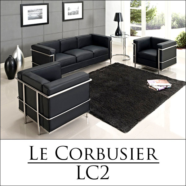 楽天市場】【在庫あり即納】ル・コルビジェ LC2ソファ 応接セット PU