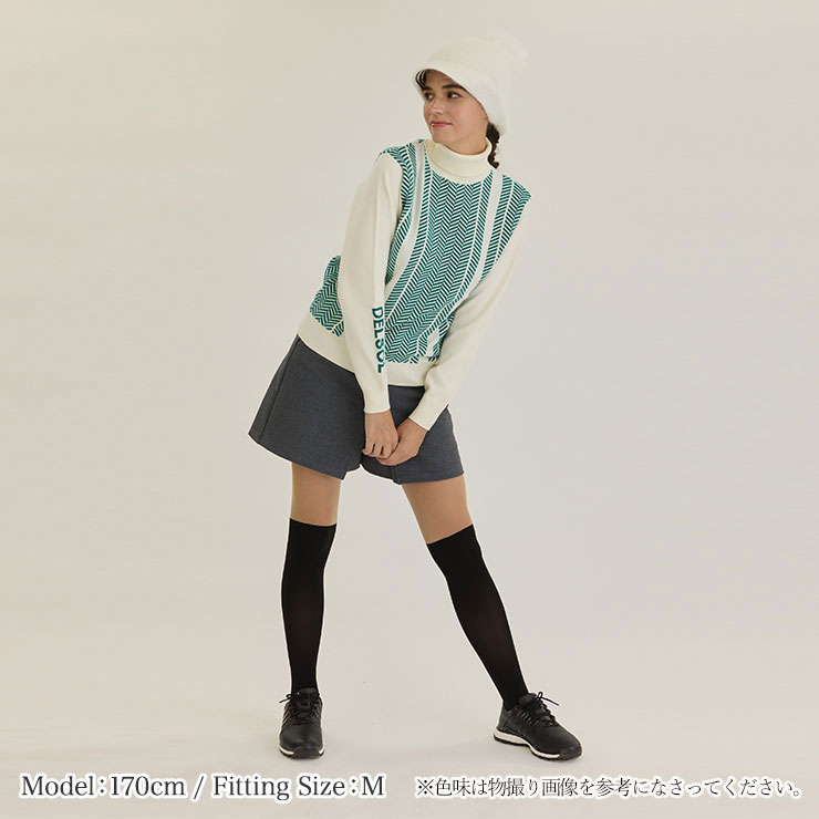 楽天市場】デルソルゴルフ ヘリンボーンタートルネックニット ゴルフ