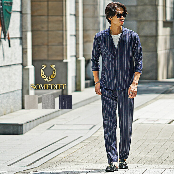 楽天市場】セットアップ メンズ ブランド 7分袖シャツ メンズ