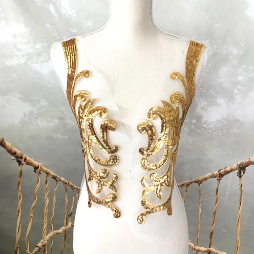 楽天市場】スパンコールモチーフ ゴールド モチーフレース チュール