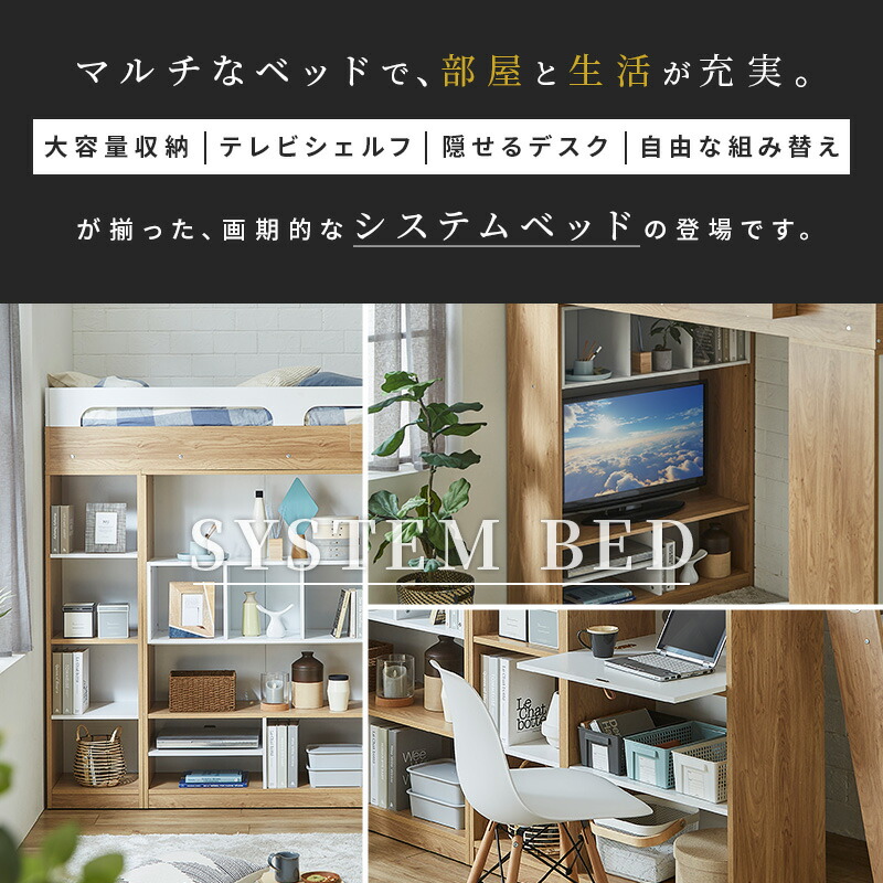 楽天市場】【ポイント5倍☆3/8 0:00〜23:59】 システムベッド ロフト