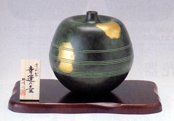 楽天市場】花器・花瓶□ 花器 幸運の壺 □木札・トチ板付□青銅