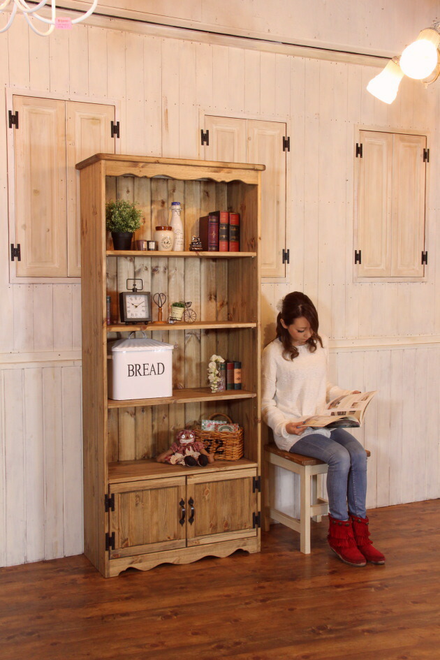 楽天市場】本棚 カントリー家具 薄型 完成品 大容量 北欧 無垢 パイン