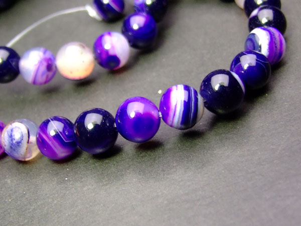 楽天市場】≪g3-984A≫○8mm○紫白縞 瑪瑙 ストライプアゲート○1連