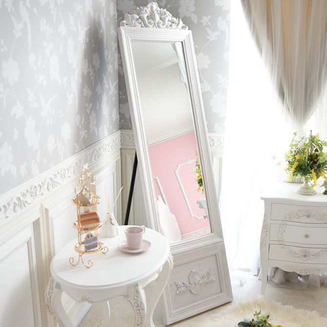 楽天市場】ミラー 鏡 姿見 全身鏡 ロココ調 スタンドミラー
