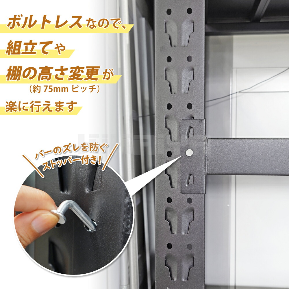 楽天市場】スチールラック ボルトレス 5段 ブラック 業務用 ワイド幅