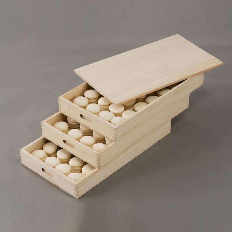 楽天市場】総桐 ふた付き もち箱 3段組 木製 桐製 餅箱 フード