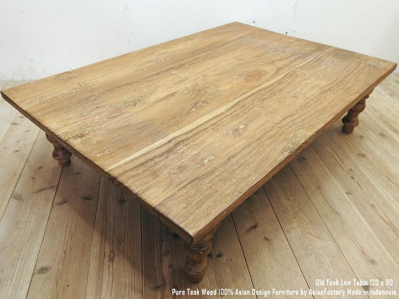 楽天市場】オールドチーク無垢材 ローテーブル 幅120cm奥行80cm高さ