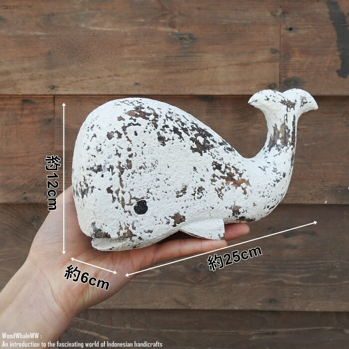 楽天市場】[ポイント2倍]木製オブジェ クジラ M 25cm ホワイト