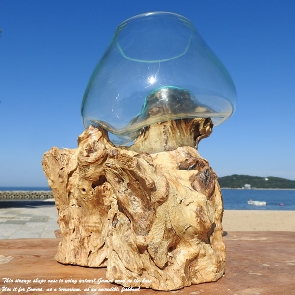 楽天市場】選べる 流木ガラスオブジェ K18 花瓶 アクアリウム