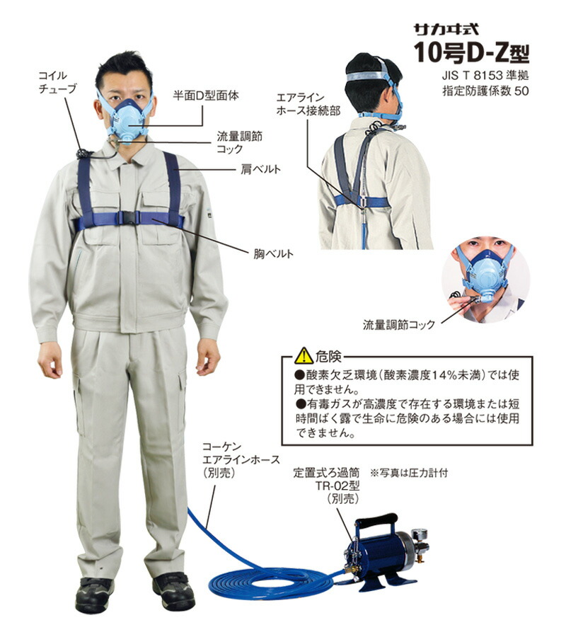 楽天市場】興研 一定流量形エアラインマスク サカヰ式 10号D-Z型 定置