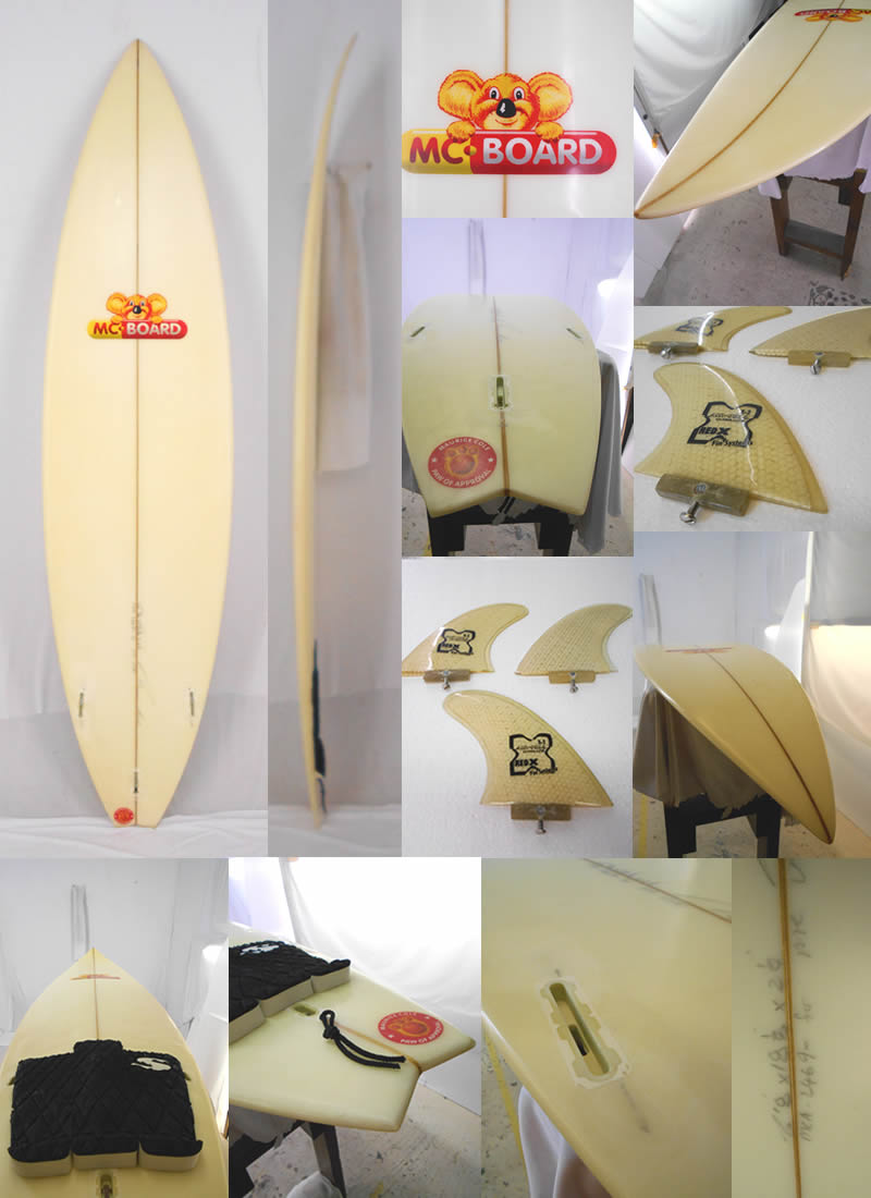 Op イエローショートボード MCシエープフィン付きフィッシュ Op