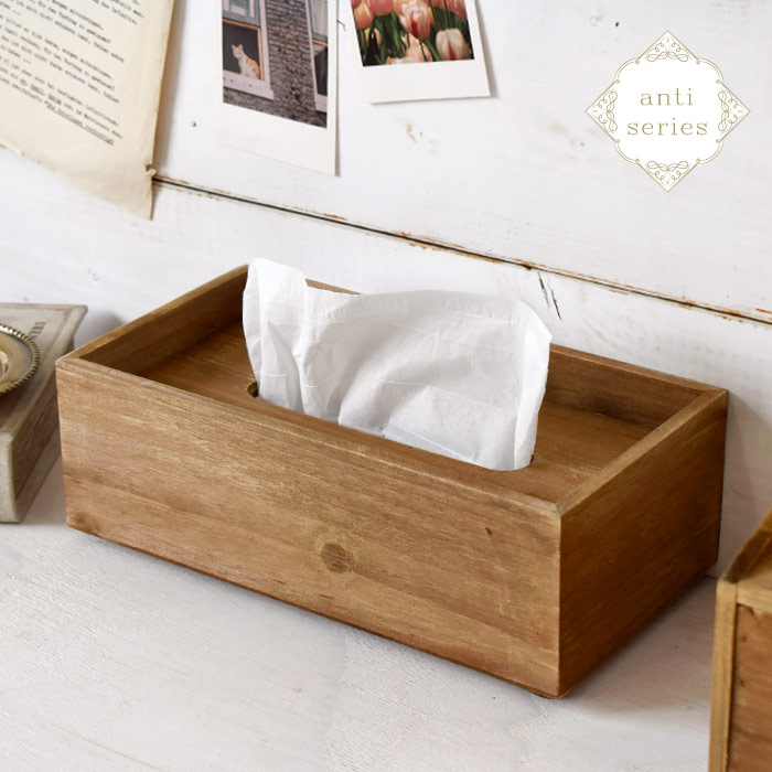 楽天市場】天然木 アンティーク調 ティッシュボックス ケース anti