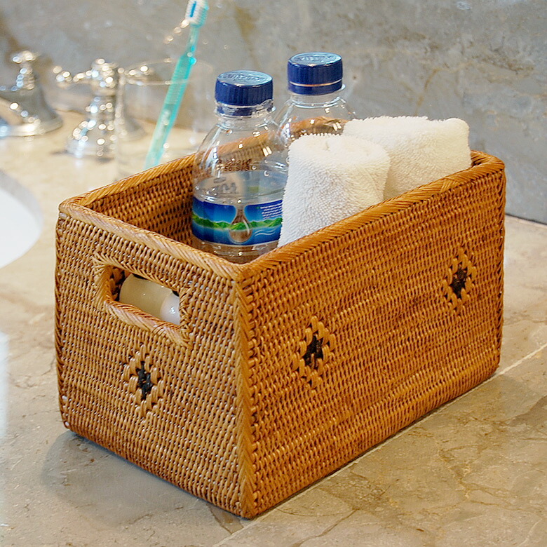 楽天市場】アタで編まれた取っ手付き収納ボックス Iタイプ 収納