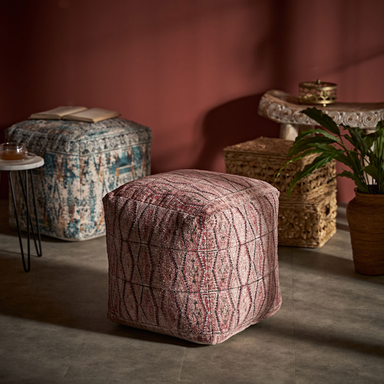 楽天市場】プフ クッション オットマン スツール オールドキリム風