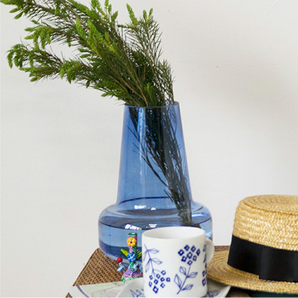 楽天市場】ビッグガラスベース ブルー 青 花瓶 おしゃれ 大きい 大きな