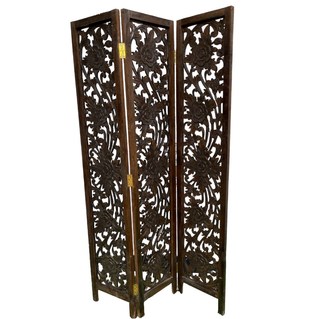 楽天市場】パーテーション 衝立 3連 フラワー柄 ゴールド ブラウン