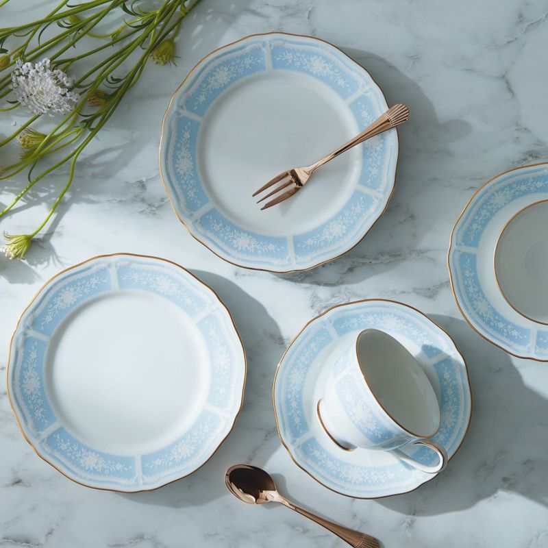楽天市場】ノリタケ レースウッドゴールド 18cmプレート ブルー