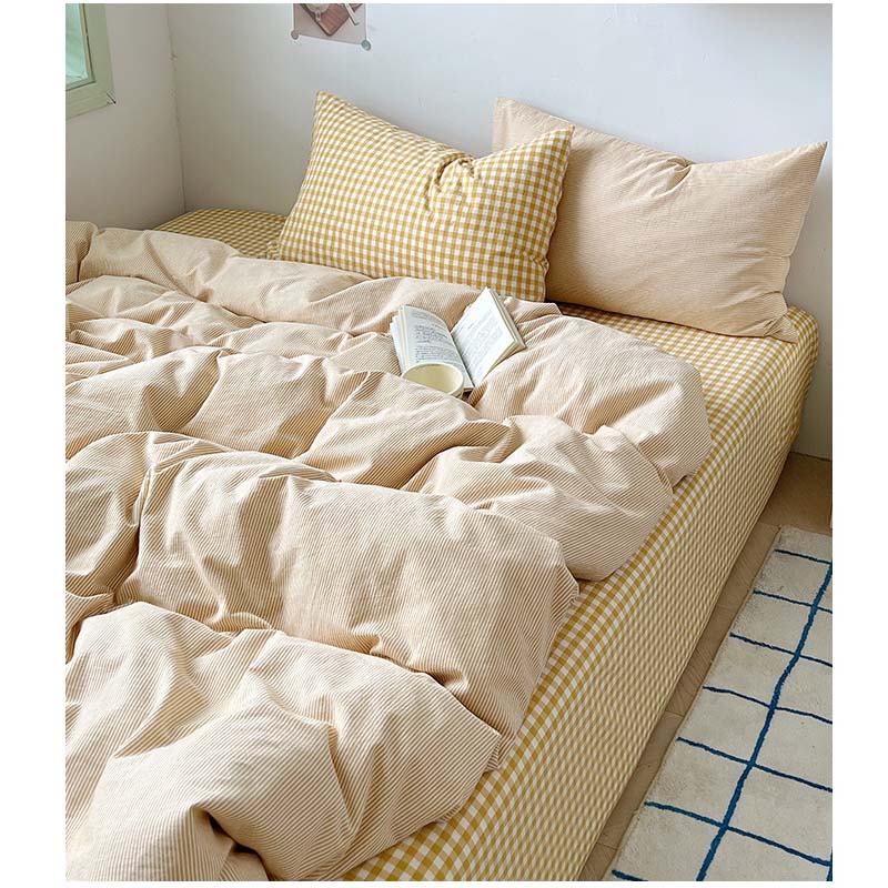 楽天市場】送料無料 布団カバーセット イエロー ストライプ チェック柄