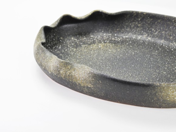 楽天市場】水盤 【信楽焼】 窯肌変形小判水盤18号 幅54cm×奥行き33cm