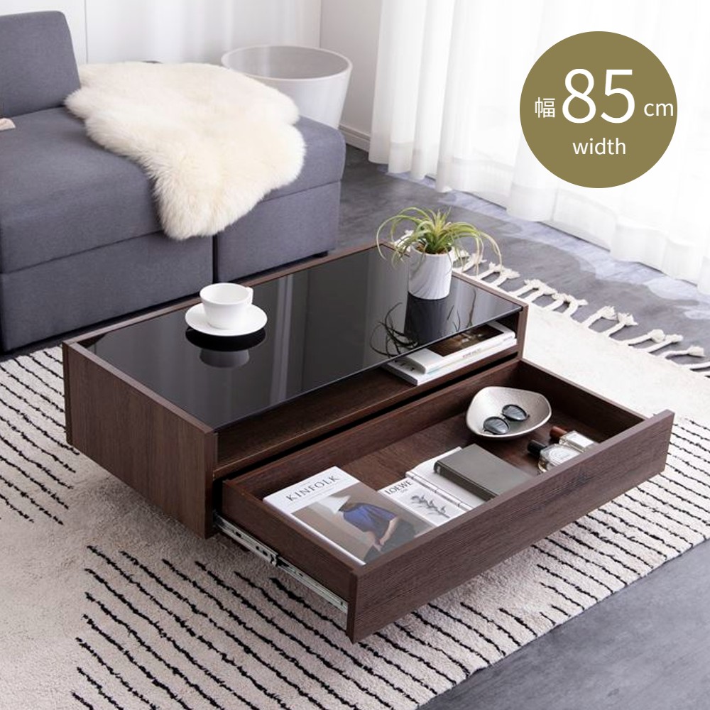 楽天市場】ローテーブル 引き出し付き ガラス テーブル センター