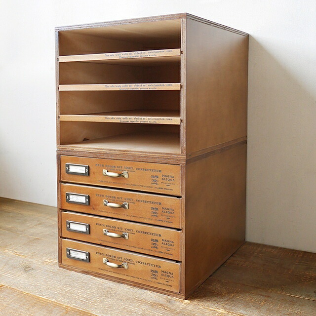 楽天市場】木製書類ケース A4サイズ 4段トレー アンティーク 収納 書類