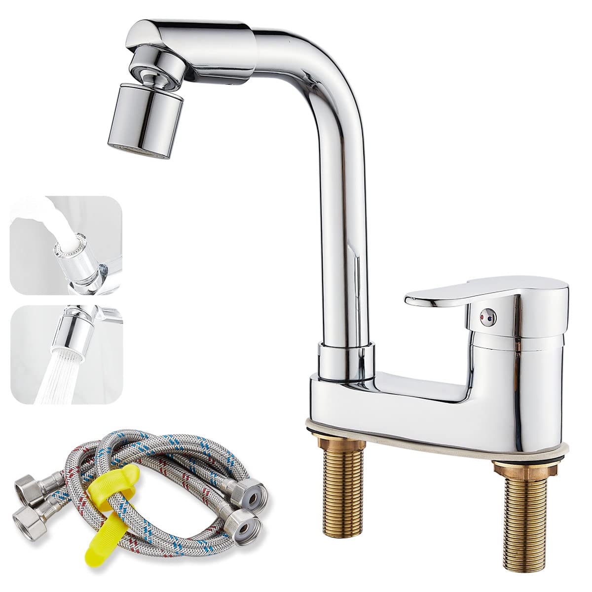 楽天市場】洗面台蛇口 2穴洗面用水栓 洗面水栓 ツーホール式 フル回転