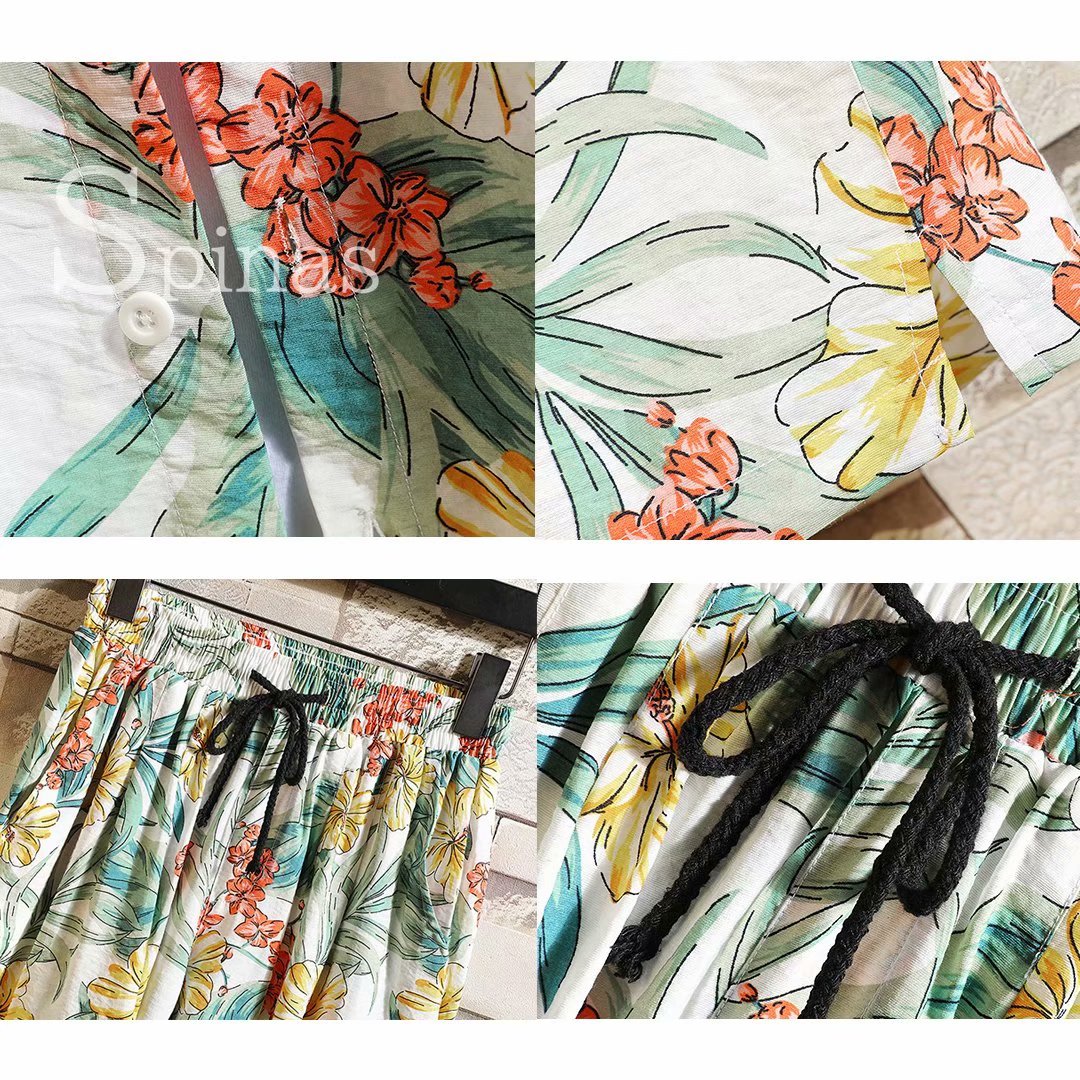 楽天市場】ハワイアン！全9色 メンズ アロハシャツ セットアップ 上下2