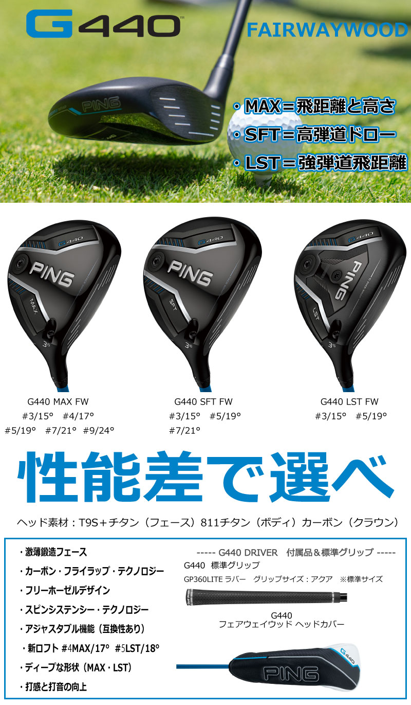 楽天市場】ピン G440 フェアウェイウッド PING GOLF MAX SFT LST 純正