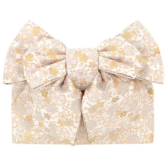 楽天市場】七五三 7歳 御祝帯 子供用 作り帯 白 金 桜尽くし 桜 七歳