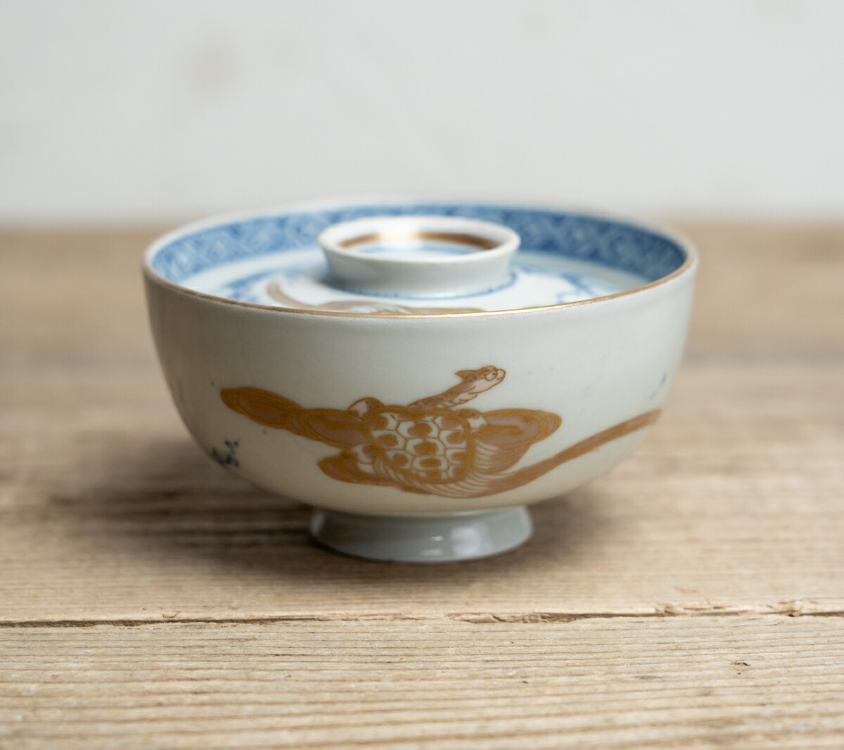 古伊万里　染錦金彩蓋付碗　骨董　蓋付き茶碗 骨董✦古伊万里✦蓋付き陶器碗 3点セット 色絵金彩上手 印判 江戸明治