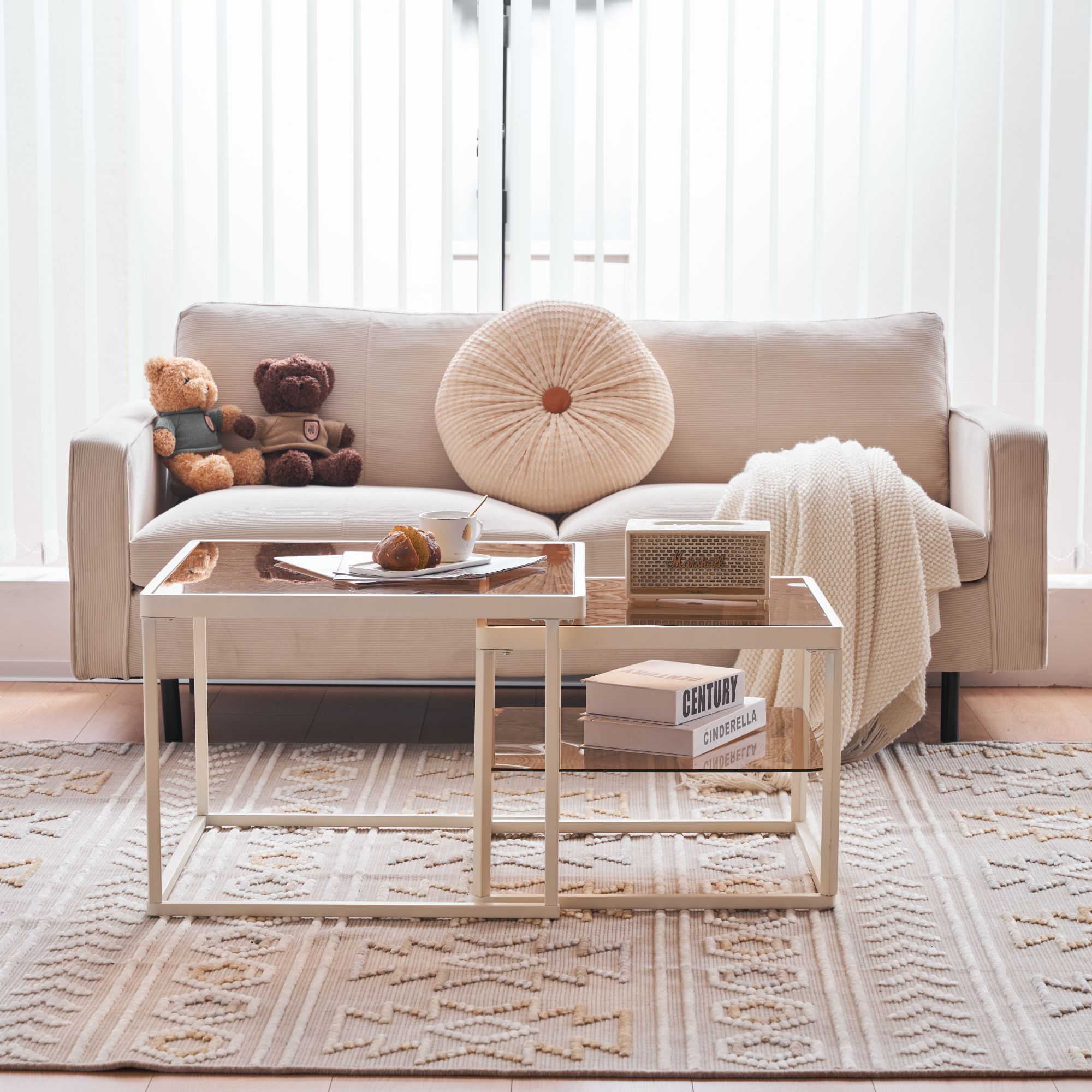 楽天市場】ガラステーブル センターテーブル ガラス天板 2点セット