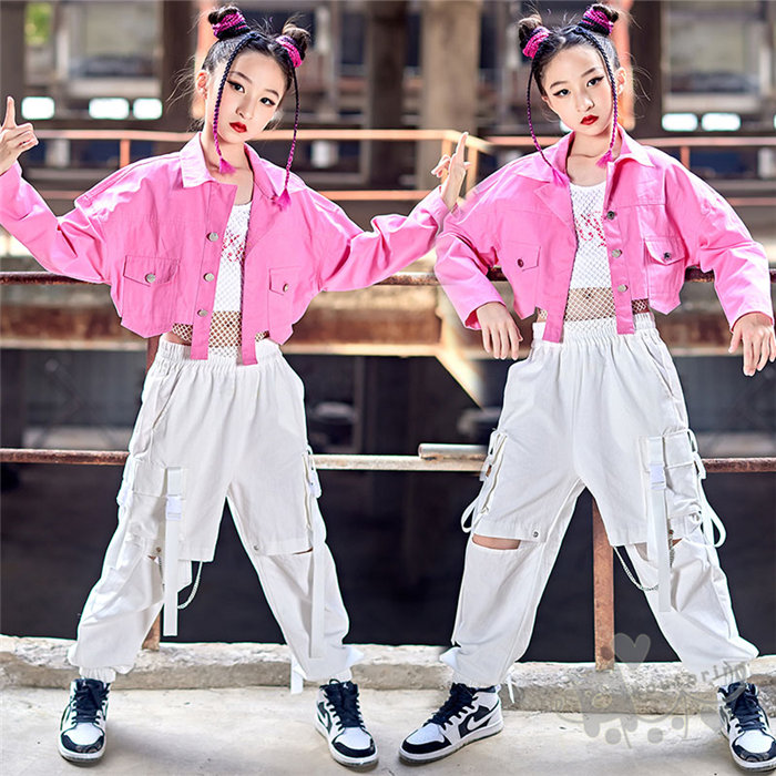楽天市場】ダンス衣装 ヒップホップ 女の子 長袖 ピンク ジャケット 白