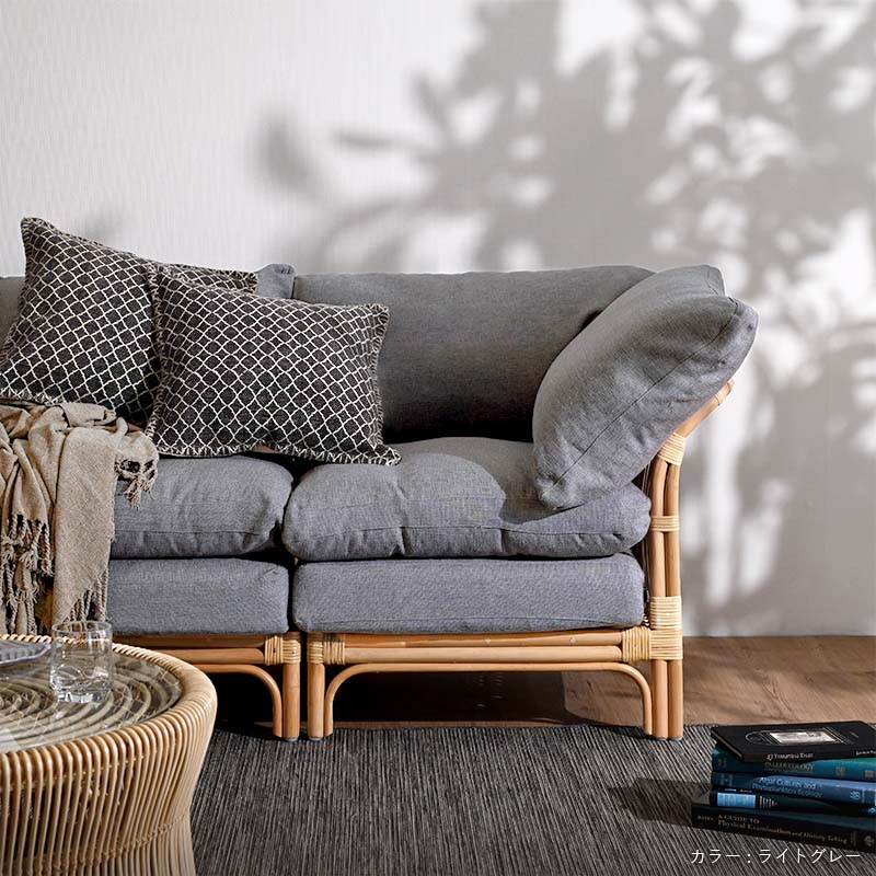 楽天市場】ソファ3点セット ラタン ソファー カウチ クッション グレー