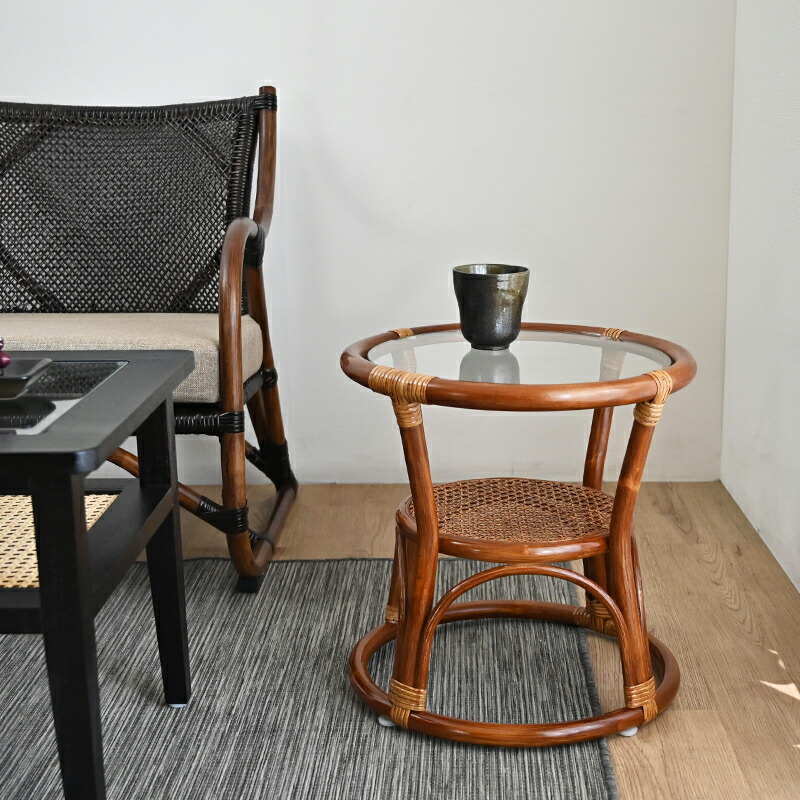 楽天市場】籐家具 : ラタンガラス 付 テーブル T806HR ブラウン